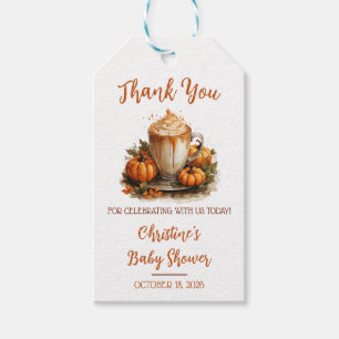 Pumpkin Spice & Allt Gott, Latte Baby Shower Presentetikett