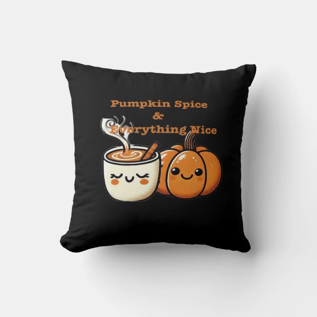 Pumpkin Spice & Allt Nice - höstfall Kudde (Framsida)