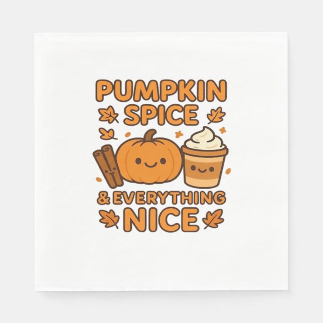 Pumpkin Spice & Allt Nice - Mysigt höstfälla Pappersservett (Framsidan)