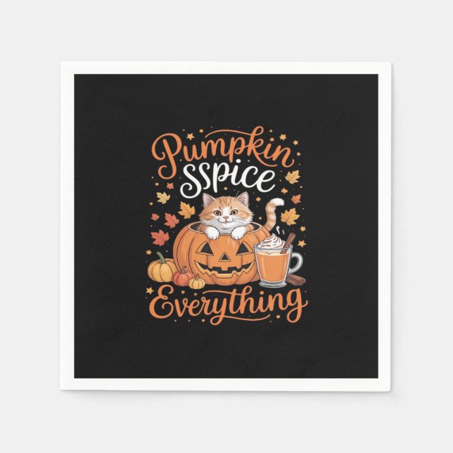 Pumpkin Spice Allting Cat Lover Cute Höstfel Pappersservett (Framsidan)