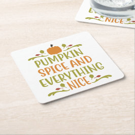 Pumpkin Spice Allting Fall Helgdag Underlägg Papper Kvadrat