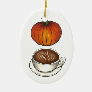 Pumpkin Spice Älskare Coffee Latte Höst Helgdag Julgransprydnad Keramik