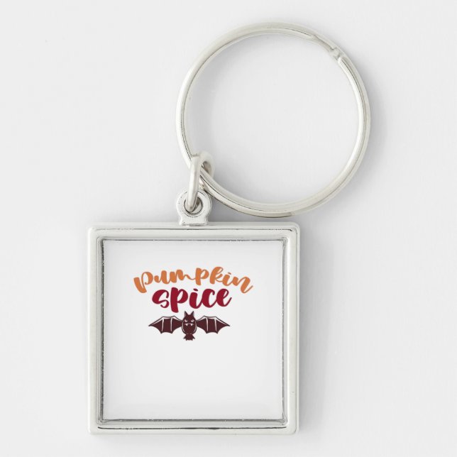 Pumpkin Spice and All Nice Viral Slogan & Q Fyrkantig Silverfärgad Nyckelring (Framsidan)