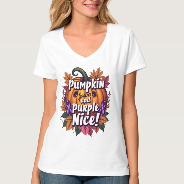 Pumpkin Spice and Lila Nice: Fall Awarenes T Shirt (Framsida)