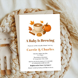 Pumpkin Spice Autumn Coffee Drycker Baby Shower Inbjudningar
