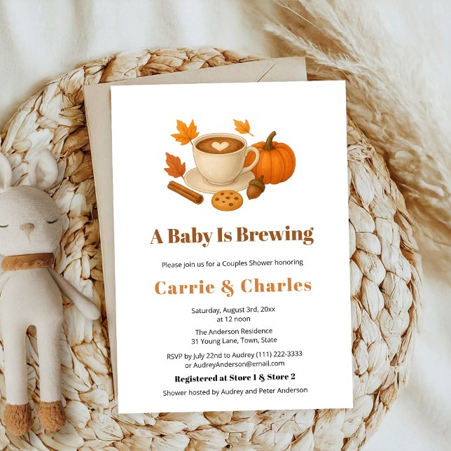 Pumpkin Spice Autumn Coffee Drycker Baby Shower Inbjudningar (Skapare uppladdad)