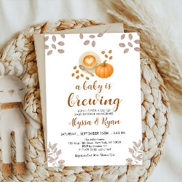 Pumpkin Spice Autumn Coffee Drycker Baby Shower Inbjudningar
