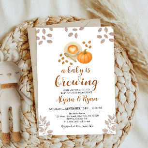 Pumpkin Spice Autumn Coffee Drycker Baby Shower Inbjudningar