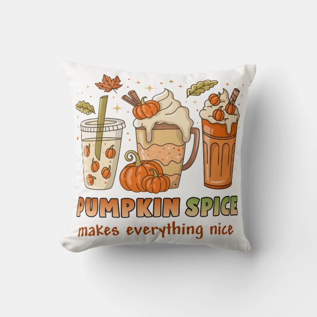 Pumpkin Spice Autumn Drink Art Kudde (Framsida)