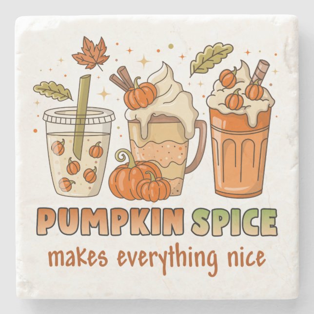 Pumpkin Spice Autumn Drink Art Stenunderlägg (Framsidan)