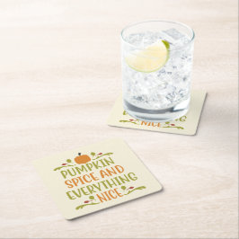 Pumpkin Spice Autumn Fall Halloween Underlägg Papper Kvadrat