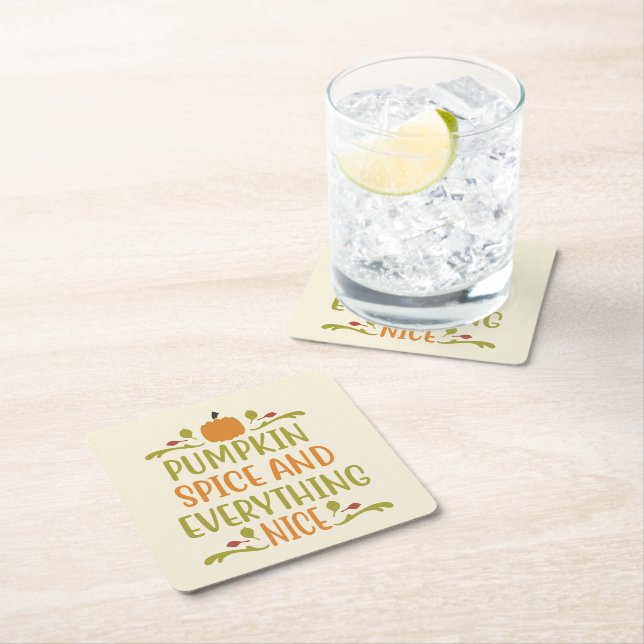 Pumpkin Spice Autumn Fall Halloween Underlägg Papper Kvadrat (Insitu)