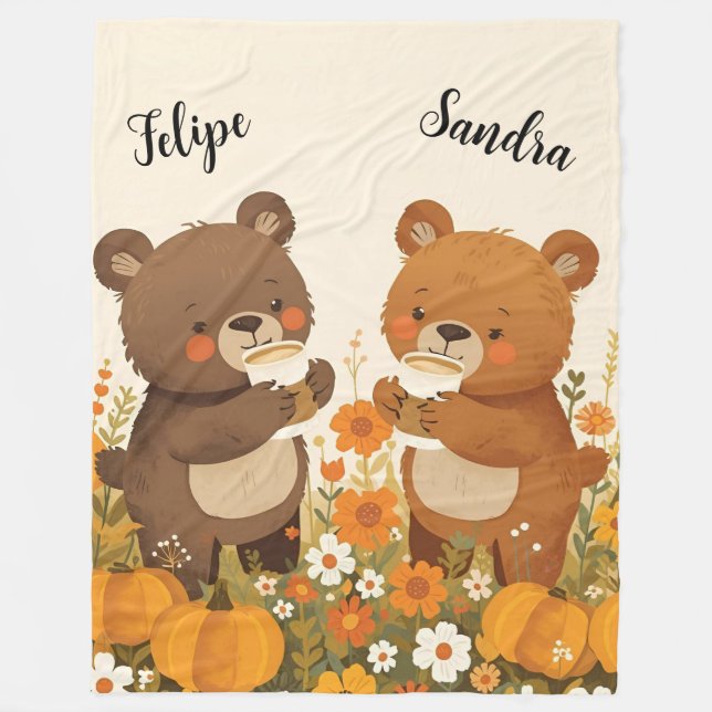Pumpkin Spice Bear Fleece Blanket (Framsidan)