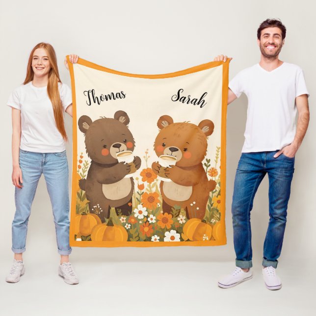 Pumpkin Spice Bear Fleece Blanket (På plats)