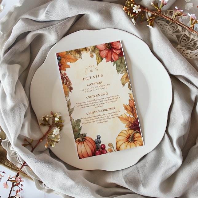 Pumpkin Spice Blommigt Bröllop Tilläggskort (Skapare uppladdad)