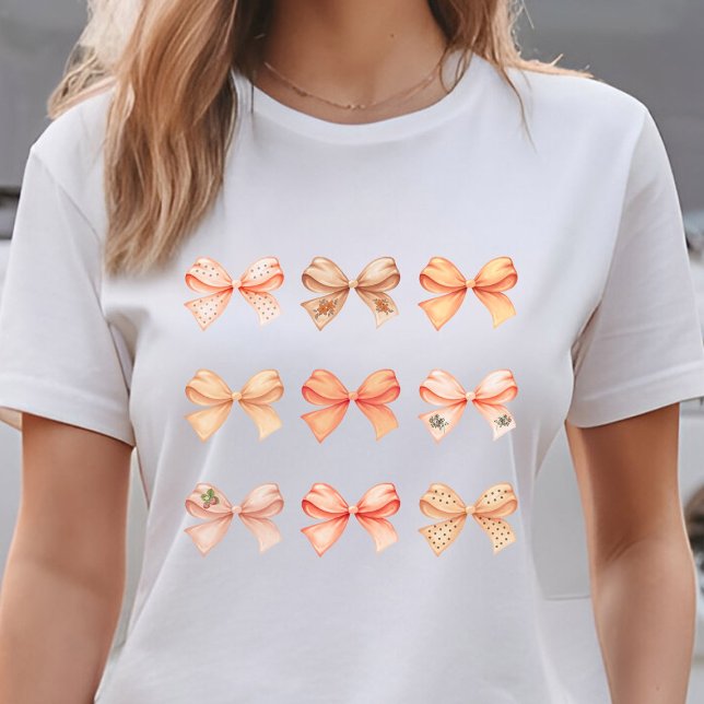 Pumpkin Spice Bows - söt fallcoquette T Shirt (Skapare uppladdad)