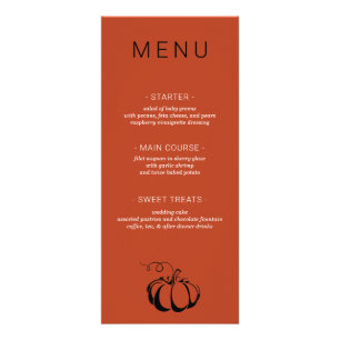 Pumpkin Spice Bröllop Menu Reklamkort