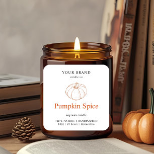 Pumpkin Spice Candle-etikett Rustic Fall Fyrkantigt Klistermärke