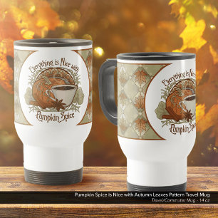 Pumpkin Spice Coffee Art och Höst löv Mönster Resemugg
