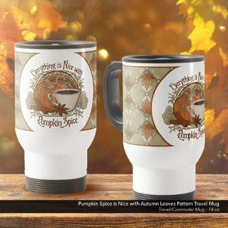 Pumpkin Spice Coffee Art och Höst löv Mönster Resemugg
