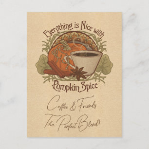 Pumpkin Spice Coffee & Friends Vykort