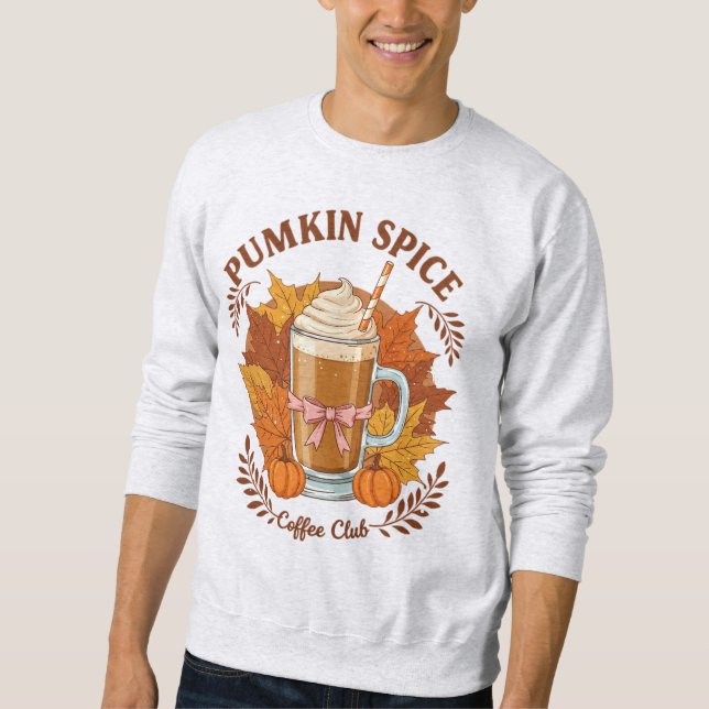 Pumpkin Spice Coffee Klubb Fall Season Lång Ärmad Tröja (Framsida)