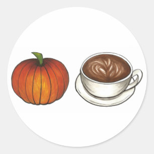 Pumpkin Spice Coffee Kopp Latte Autumn Fall Harves Runt Klistermärke
