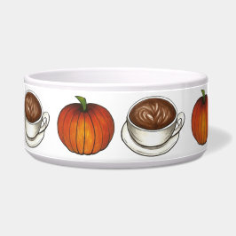 Pumpkin Spice Coffee Latte Autumn Fall Pet Bowl