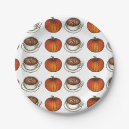 Pumpkin Spice Coffee Latte Autumn Pumpkins Plate