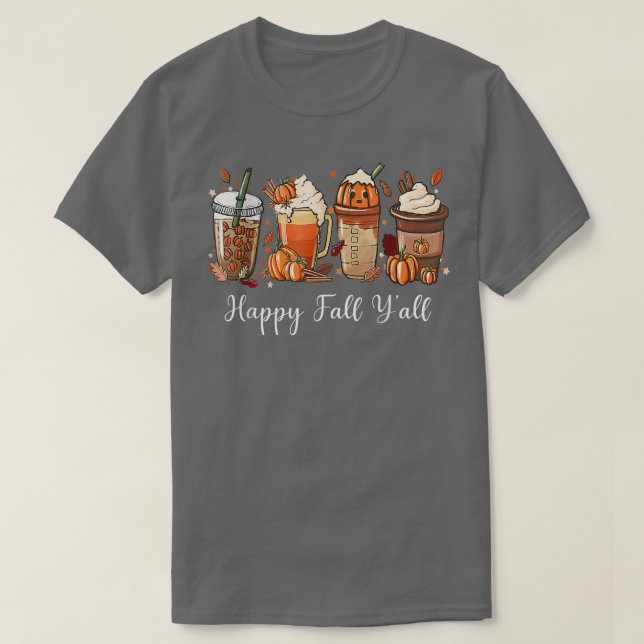 Pumpkin Spice Coffee Latte Lycklig, faller under h T Shirt (Design framsida)