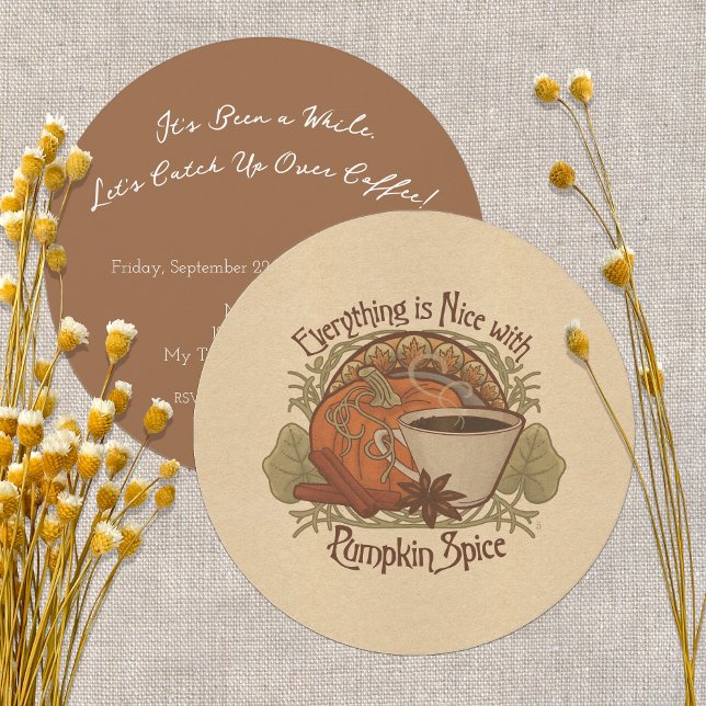 Pumpkin Spice Coffee och Friends Party Inbjudningar (Everything is Nice with Pumpkin Spice! Coffee Party Invitation)