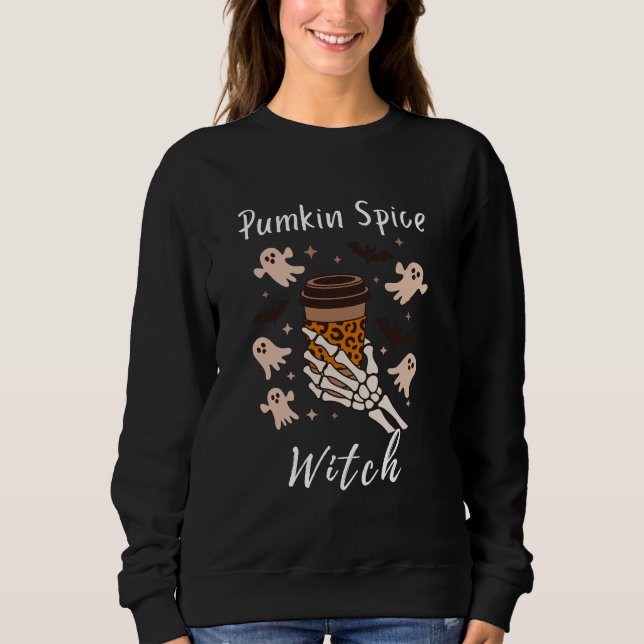 Pumpkin Spice Coffee Skeleton - Womens Shirt T (Framsida)