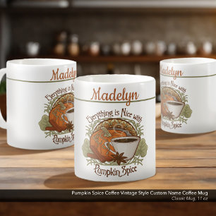 Pumpkin Spice Coffee Vintage Stil eget namn Kaffemugg
