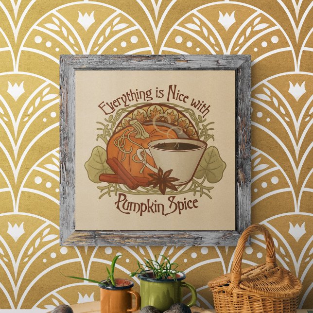 Pumpkin Spice Coffee Vintage-utseende Fototryck (Pumpkin Spice Coffee Vintage Look Photo Print)