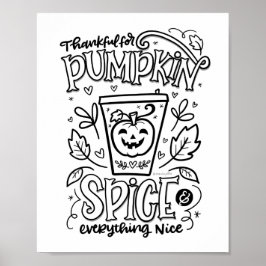 Pumpkin Spice Coloring Page Poster