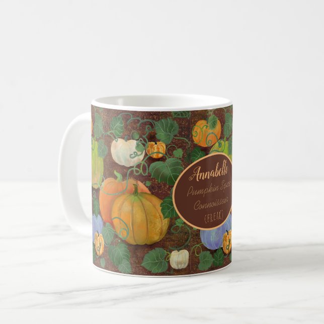 Pumpkin Spice Connoisseur Funny Personlig Kaffemugg (Framsida vänster)