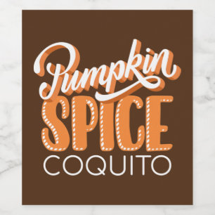 Pumpkin Spice Coquito Food and Beverage Label Set Vinflaska Etikett