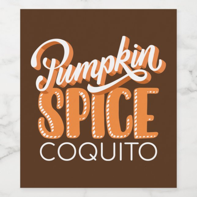 Pumpkin Spice Coquito Food and Beverage Label Set Vinflaska Etikett (Singel etikett)