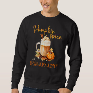 Pumpkin Spice & Crossword Puzzles söta hösthall Lång Ärmad Tröja