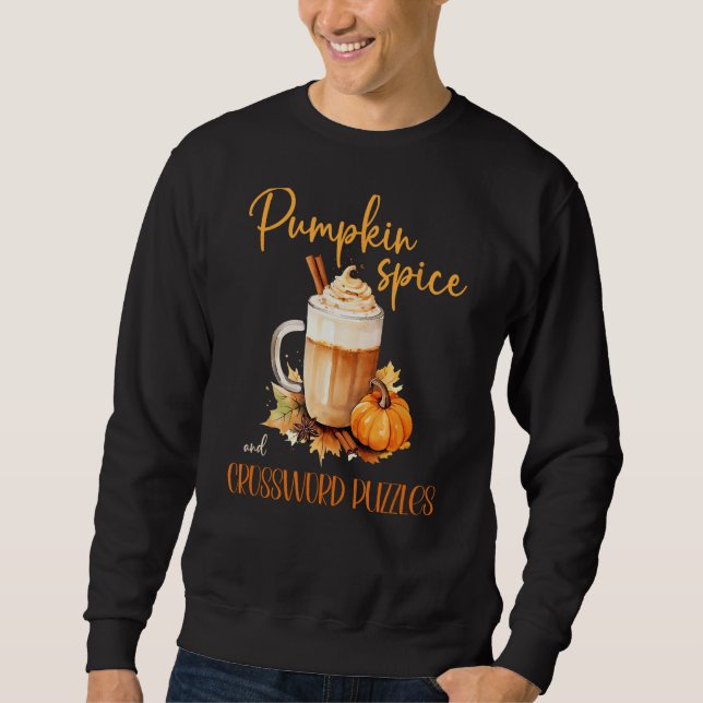 Pumpkin Spice & Crossword Puzzles söta hösthall Lång Ärmad Tröja (Framsida)