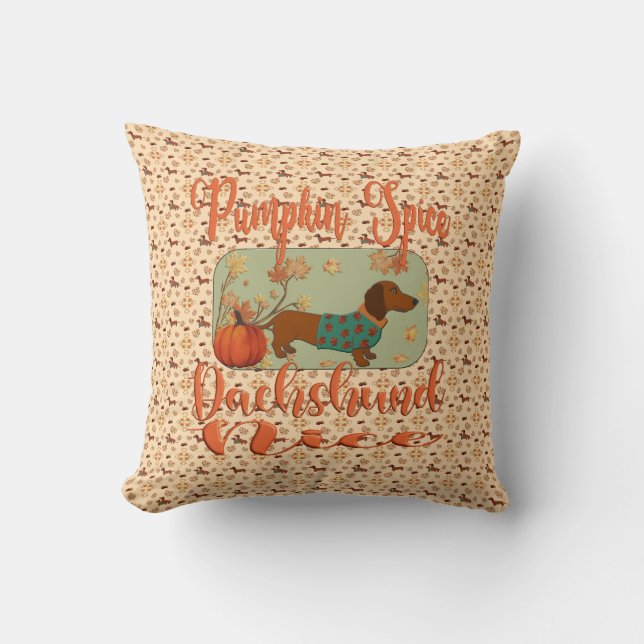 Pumpkin Spice Dachshund Nice Kudde (Framsida)