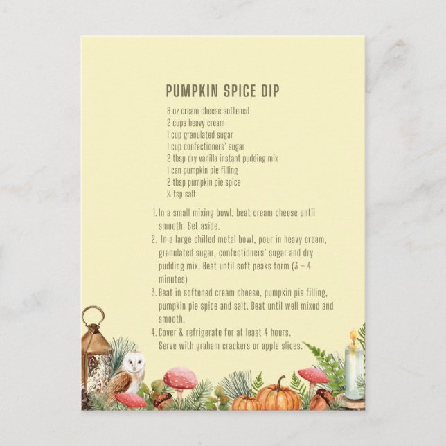 Pumpkin Spice Dip Recipe Vykort (Framsida)