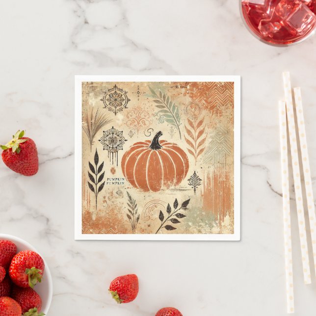 Pumpkin Spice Distress Bläck Fall Season Decoupage Pappersservett (Insitu)