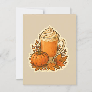Pumpkin Spice Drink med Höst löv Vykort