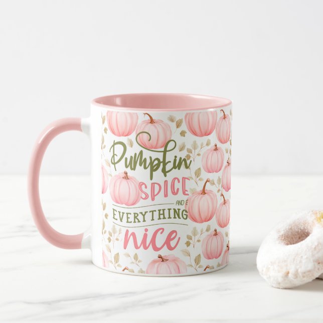 Pumpkin Spice Everything Nice Pink Pattern Fall Mugg (Med munk)
