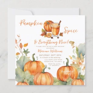 Pumpkin Spice Fall Baby Shower Boho Orange Blommig Inbjudningar