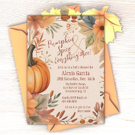 Pumpkin Spice Fall Baby Shower Boho Orange Blommig Inbjudningar