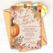 Pumpkin Spice Fall Baby Shower Boho Orange Blommig