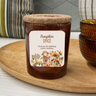 Pumpkin Spice Fall Birthday Favor Fyrkantigt Klistermärke