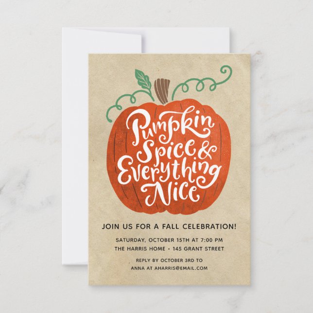 Pumpkin Spice Fall Party-inbjudan Inbjudningar (Framsida)